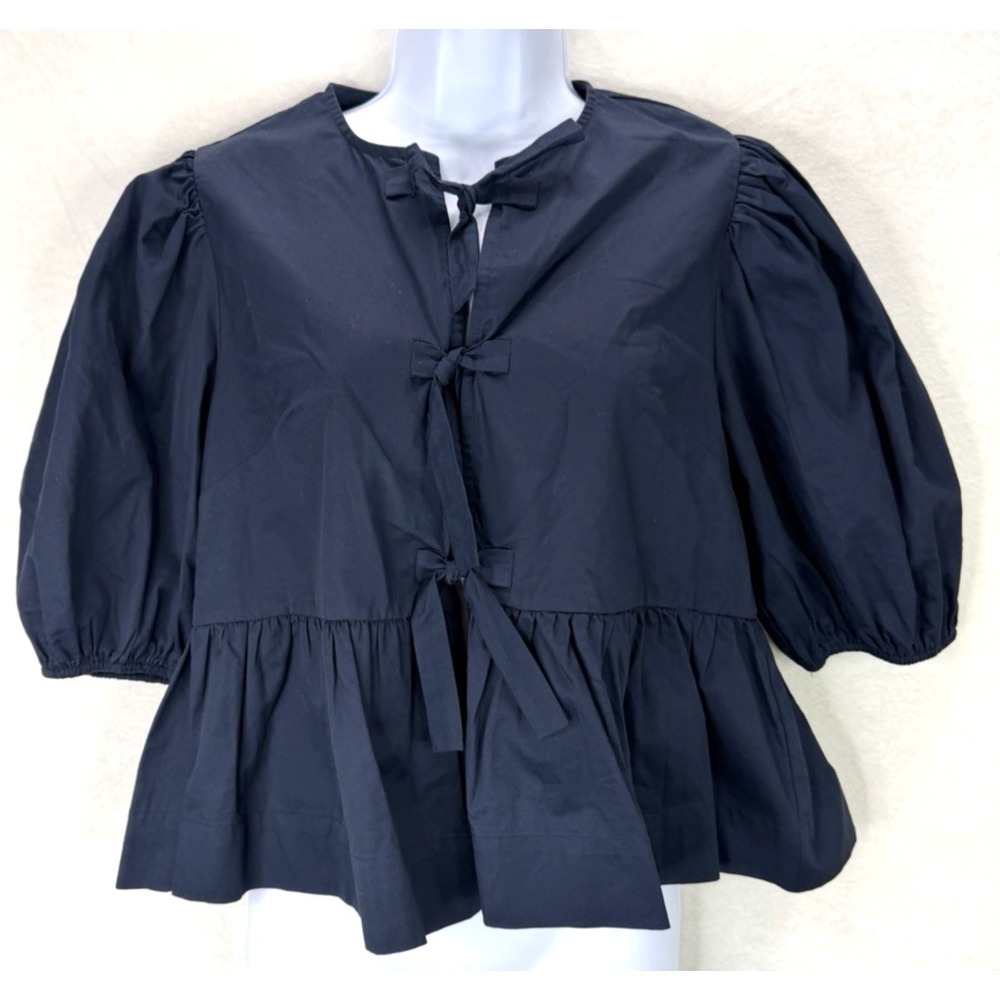 Sofie The Label Navy Tie Front Blouse Size Small